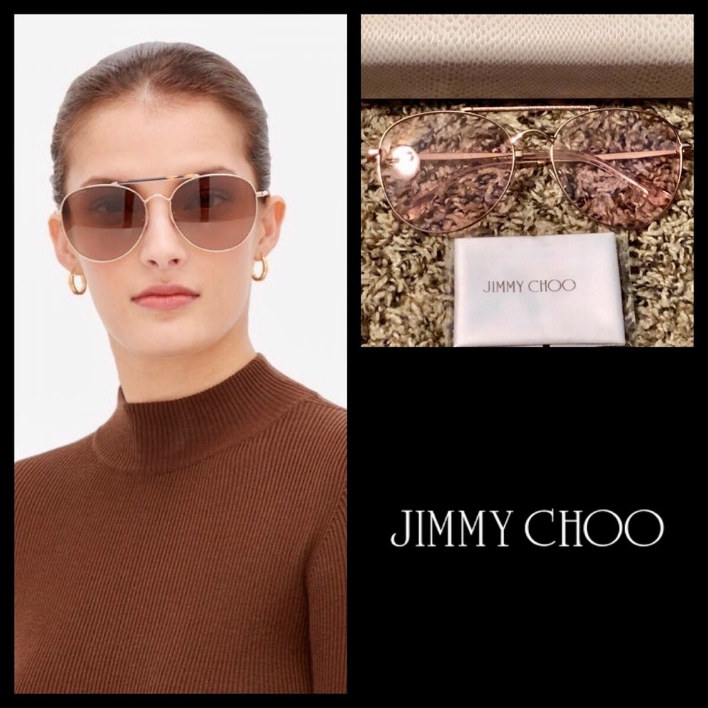 JIMMY CHOO Pink Abbiegs Aviator Stainless Steel 🕶 - Picture 8 of 9